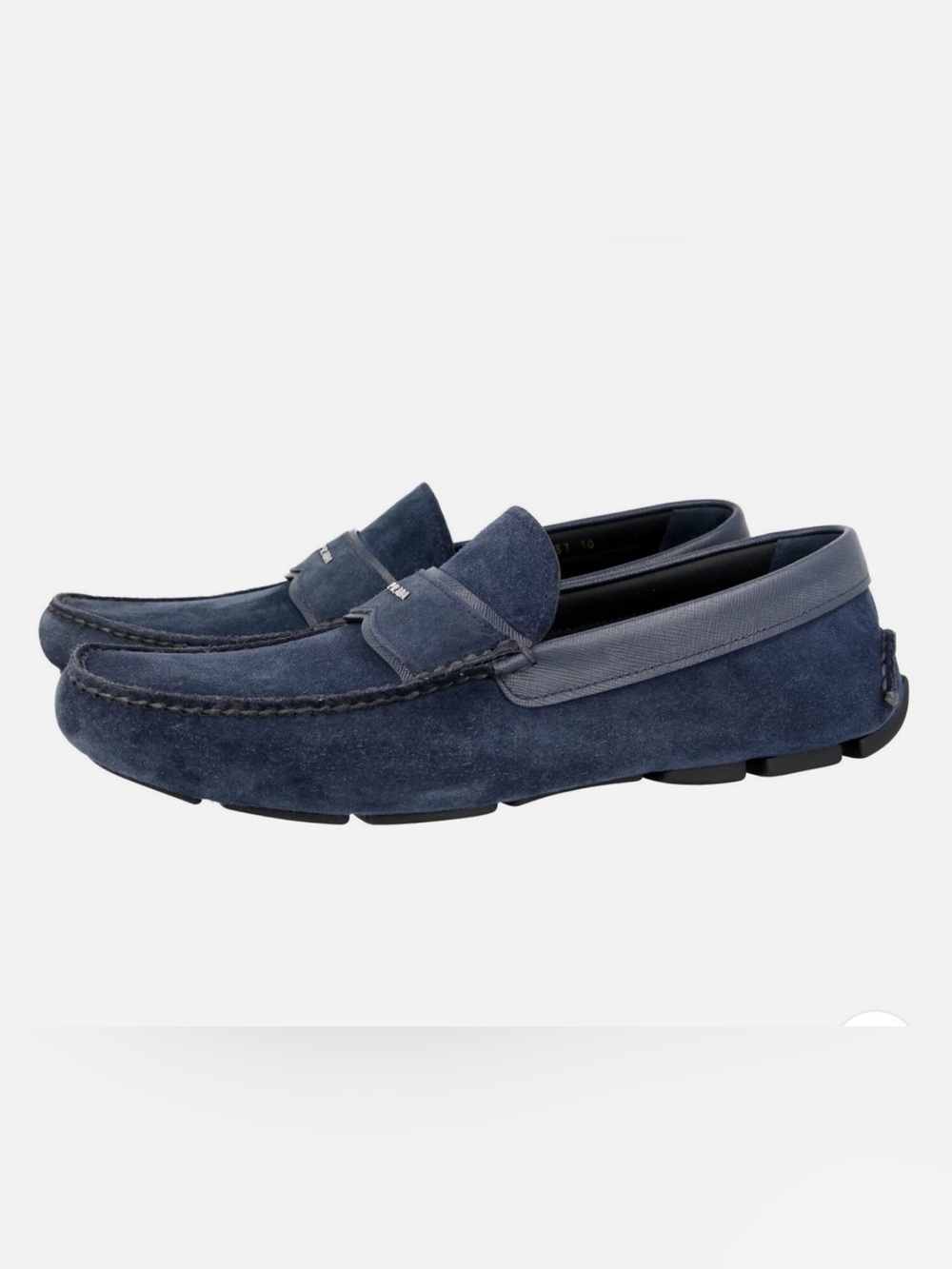 Men’s Navy Suede Prada Driving Loafers Moccasin 9.5